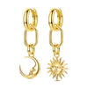 Silver Earrings Women Sparkling Gold Plated Sun Moon Drop Earring For Anniversary Wedding Jewelry Gifts - Image 1