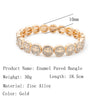 Happy Bangle Paved Diamond Enamel Beaded Bracelets For Women Boho Gold Color Elastic Bracelets - Image 2
