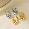 Stainless Steel Chic Heart Huggie Hoop Earrings Charm Gold Silver Color Jewelry for Women - Image 3