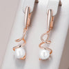 Rose Gold Color Drop Earrings for Women Unique Geometric Hollow Pearl Bridal Earrings Wedding Jewelry - Image 1