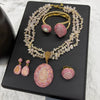 Vintage 4pcs Necklace Earring Ring Bracelet Crystal Stone Jewelry Sets for Women Amethyst Tigers Eye Statement Jewelrys - Image 2