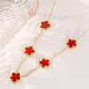 Gold Plated Stainless Steel Necklace Woman Five Leaf Petals Double Sided Necklaces for Women Pendant Flower Clover Jewelry - Image 10