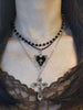 3pcs Vintage Gothic Style Black Pearl Flower Heart Cross Necklace Set, Y2K Necklace Jewelry Set For Women - Image 1