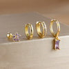 Four-Piece Stainless Steel Hoop Earring Set with Star and Leaf Motifs - Image 8