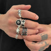 Black Pentagram Ring Set with Gothic Geometric Details - Image 3
