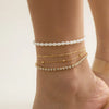 Multi-layer Bracelet Metal Chain Pearl Blue Stone Pendant Anklet Sandals Barefoot Beach Foot Bridal Jewelry - Image 13