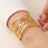 Hollow Geometry Opening Cuff Bangles for Women Gold-plated Stainless Steel Adjustable Bracelets Charm Girl Wrist Jewelry - Image 2