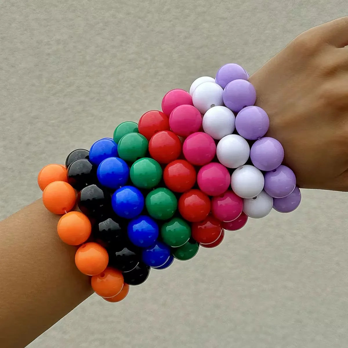 Colorful Big Bead Bracelets for Women Personality Punk Resin Holiday Jewelry Accessories Gift - Image 1