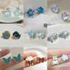 Korean Style Cute Blue Planet Star Clip on Earrings Women Mini Heart Moon Star Ear Clips Without Pierced Earrings for Kids Girls - Image 1