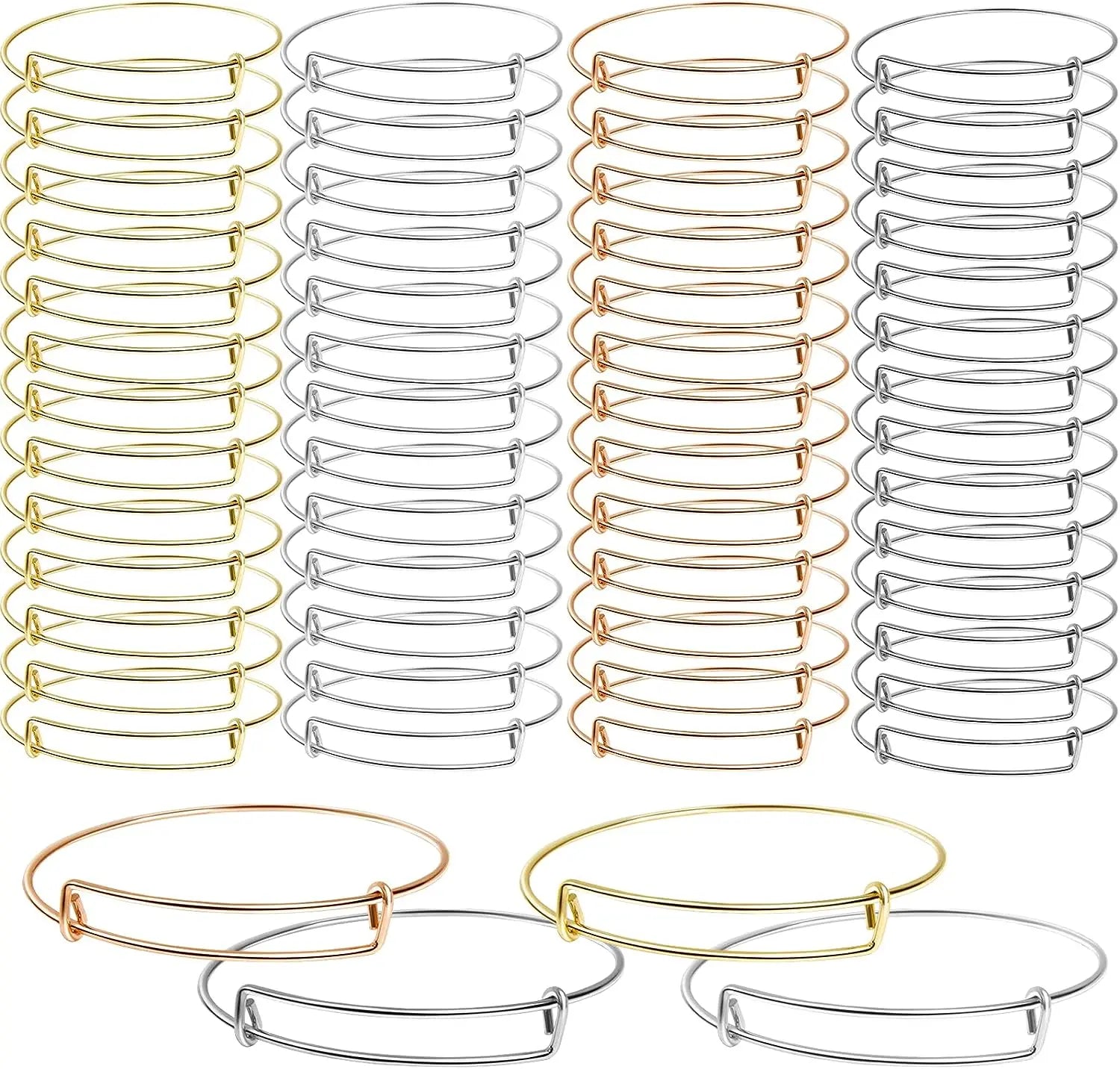 1/5Pcs Stainless Steel Minimalist Punk Twist Bracelet Women Geometric Stackable Adjustable Versatile Women Cuff Bangle Jewelry - Image 1