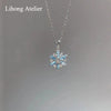 Sweet Silver Blue Sparkling Zirconium Snowflake Necklace, Feminine Collarbone Chain, Autumn and Winter Necklace - Image 2