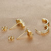 3PCS Stainless Steel Huggies Star Hoop Earrings Set for Women Zircon Pendant Gold Color Statement Piercing Jewelry - Image 6