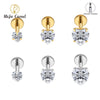 Titanium 16G Heart CZ Threaded Labret 3mm/4mm/5mm CZ Cartilage Tragus Helix Nose Stud Piercing Jewelry - Image 1