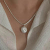 Silver Sparkling Round Pearl Necklace Simple Style Charm Pendant Choker Birthday Gift for Women Jewelry - Image 1