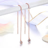 Long Hanging Drop Line Earrings For Women Rose Gold Color Zircon Crystal Piercing Threader Earing Ear Accessories Jewelry - Image 2