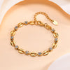 Elegant White Cubic Zircon Charm Bracelet,Women's Hollow Elliptical Handmade Chain Bracelet,Gold Color Stainless Steel Bracelets - Image 8