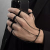 Punk Geometric Black Color Chain Wrist Bracelet Ring For Women Men Open Ring Silver Link Chain Girls Cool Design Jewelry - Image 8