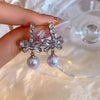 Temperament Bow Pearl Ear Clips Earrings Without Ears Hole Women's Sweet Temperament Versatile Rhinestone Clip on Earrings - Image 11