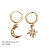 Minimalist Crystal Zirconia Stars Moon Huggie Hoop Earrings For Women Stainless Steel Circle Earrings Punk Rock Jewelry - Image 6
