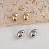 Oval Glossy Metal Clip-On Earrings in Gold-Tone or Silver-Tone - Image 4