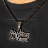 Ulj Men Women Hip Hop realhasta lamuerte Letter Pendant Necklace 12MM Cuban chain Iced out Bling Hiphop Charm Jewelry - Image 4