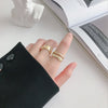 Silver Elegant Twist Two Circle Rings for Women Couple Simple Geometric Handmade Jewelry Adjustable - Image 5
