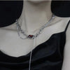 Punk Gothic Red Glass Cross Heart Pendant Pearl Necklace For Women Men Hip Hop Y2K 90s Short Choker Charms Jewelry Accessories - Image 2