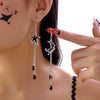 Classic Gothic Black Moon Star Tassel Crystal Earrings For Women Vintage Vampire Bat Water Drop Earring Halloween Charm Jewelry - Image 1