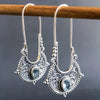 Caved Pattern With Zircon Decor Dangle Earrings Bohemian Ethnic Style Zinc Alloy Silver Plated Jewelry Tourism Souvenir - Image 1
