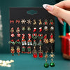 12/20 Pair Christmas Earring Set For Women Shiny Crystal Zircon Snowflake Elk Bowknot Elk Xmas Tree Earring Year Gifts - Image 1