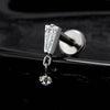 Titanium Baguette Cartilage Earring 16G CZ Dangle Helix Earlobe Labret Stud Flat Back Piercing Jewelry - Image 5