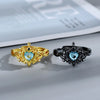 Gothic Silver Black Plated VineThorn Heart Emerald Green Zircon Rings for Women Dark Academia Witchy Style Jewelry - Image 1