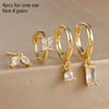 4PCS Zircon Hanging Earrings Set For Women Stainless Steel Geometry Dangle Earring Cartilage Piercing Jewelry Gift - Image 10