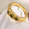La. Muses Three Green Zircon Stainless Steel Women's Ring Pvd Gold Plated Daily Jewelry Accessories Gift - Image 4