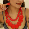 Africa Nigeria Jewelry Set Boho Double-layer Colored Geometric Round Wooden Beads Necklace Earrings For Women - Image 7