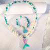 Ocean shell bracelet colorful fishtail necklace gradual change color pearl mermaid children's bracelet necklace set - Image 1