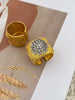 European and American Retro Craft Brushed Copper Gold-Plated Zirconia Ring and Bangles - Image 9