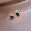 Korean Style Black Zircon Stud Earring For Women Shiny Rhinestone Square Geometric Earrings Party Statement Jewelry Gifts - Image 4