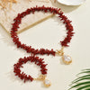 Red Coral Imitation Baroque Pearl Pendant Choker/Bracelet Set Women's Bohemian Bold Tropical Charm Wedding Jewelry Set - Image 4