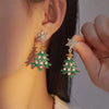 Christmas Tree Zircon Crystal Star Silver Color Earrings Stud Dangle Xmas Jewelry Women Party Gift - Image 31