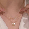 Zircon Inlaid Golden Butterfly Pendant Double Layer Necklace Women's Personality Necklace Wedding Jewelry Birthday Gifts - Image 5
