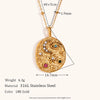 La. Muses Colored Cubic Zirconia Star Moon Texture Pendant Stainless Steel Retro Necklace Jewelry Gift - Image 4