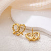 Lovely Knotted Heart Shape Stud Earrings for Women Girls Cute Gold Plated CZ Zirconia Bowknot Tiny Earrings Sweet Jewelry - Image 5