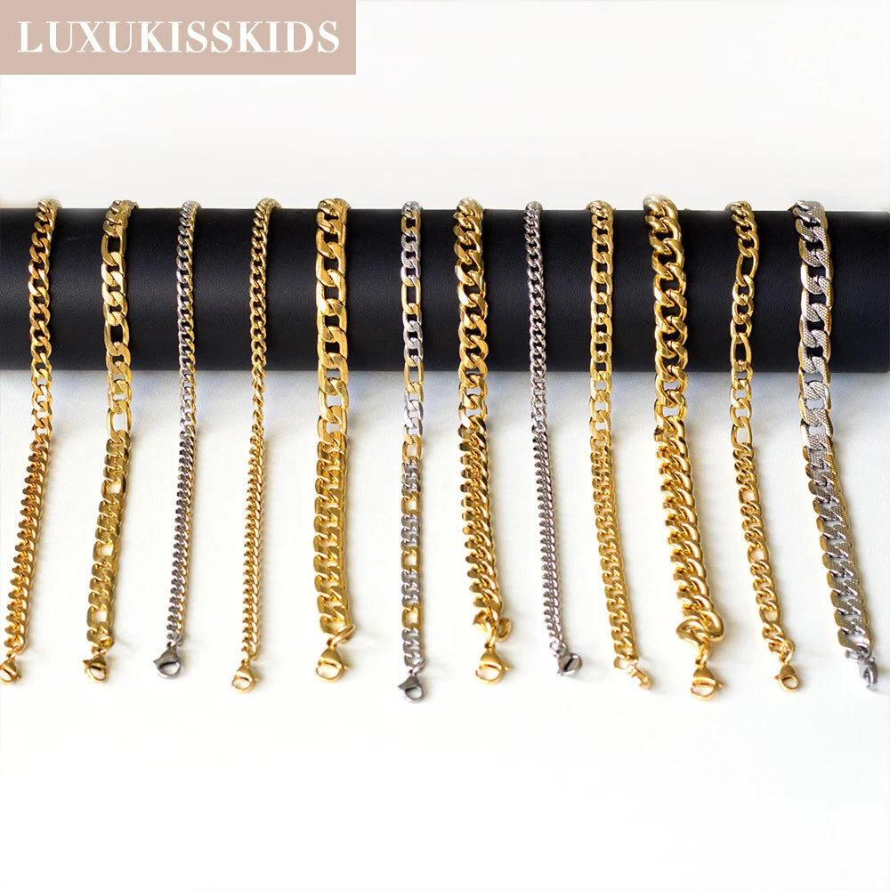 Stainless Steel Couple Men/Woman Bracelets Curb Cuban Link Chains On Hand Rock Bracelet Wrist Jewelry Gifts - Image 1