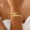 Stainless Steel Teardrop Shaped Bangle For Women Simple Chunky Gold Silver Color Adjustable Cuff Open Bracelet Jewelry - Image 2