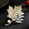 Colored Zircon Maple Leaf Shell Brooches Atmospheric Elegance Freshwater Pearl Leaf Pin Woman's Broche Accessories - Image 18