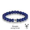 Men 12 Zodiac Signs 8mm Beads Bracelets Handmade Vintage Blue Lava Stone Beads Elastic Bangles Women Jewelry Gifts - Image 7