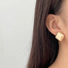 Gold Color Metal Glossy Women Geometric Ear Clips Without Piercing Simple Temperament Square Round Clip on Earrings - Image 3