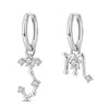 Silver Twelve Constellation Series Stud Zircon Earrings Wedding Ladies Jewelry Women Girls - Image 14