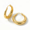 Large Stainless Steel Circle Hoop Earrings in Gold-Tone or Silver-Tone - Image 7